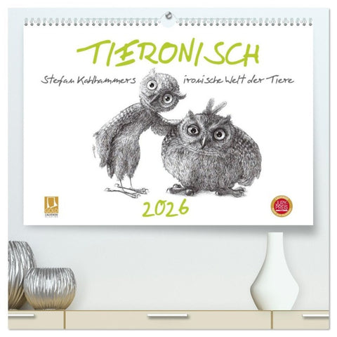 TIERONISCH (hochwertiger Premium Wandkalender 2026 DIN A2 quer), Kunstdruck in Hochglanz
