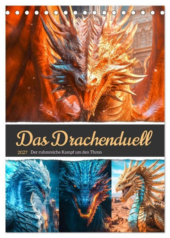 Das Drachenduell (Tischkalender 2027 DIN A5 hoch), CALVENDO Monatskalender