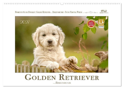 Golden Retriever... Herzenshunde (Wandkalender 2027 DIN A2 quer), CALVENDO Monatskalender