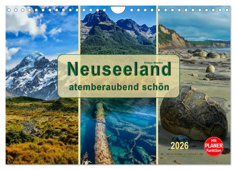 Neuseeland - atemberaubend schön (Wandkalender 2026 DIN A4 quer), CALVENDO Monatskalender