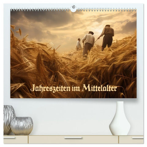 Jahreszeiten im Mittelalter (hochwertiger Premium Wandkalender 2026 DIN A2 quer), Kunstdruck in Hochglanz
