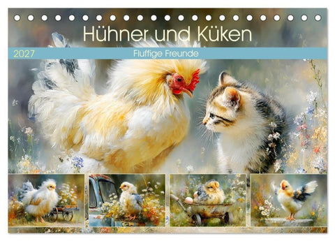 Hühner und Küken. Fluffige Freunde (Tischkalender 2027 DIN A5 quer), CALVENDO Monatskalender