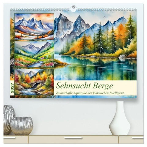 Sehnsucht Berge (hochwertiger Premium Wandkalender 2027 DIN A2 quer), Kunstdruck in Hochglanz