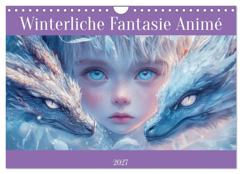 Winterliche Fantasie Animé (Wandkalender 2027 DIN A4 quer), CALVENDO Monatskalender