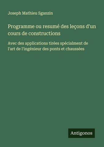 Programme ou resumé des leçons d'un cours de constructions