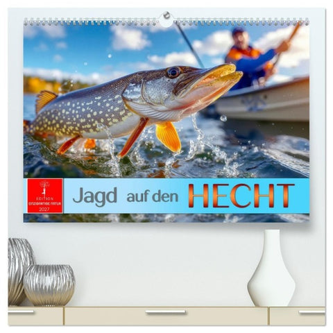 Jagd auf den Hecht (hochwertiger Premium Wandkalender 2027 DIN A2 quer), Kunstdruck in Hochglanz