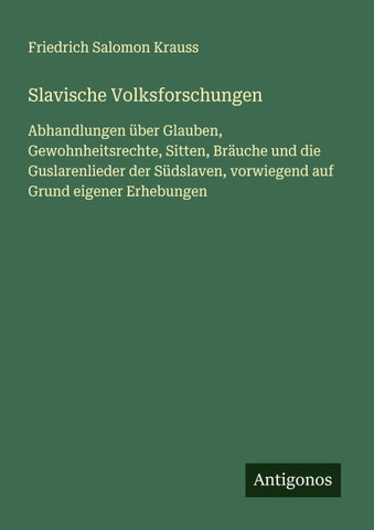 Slavische Volksforschungen
