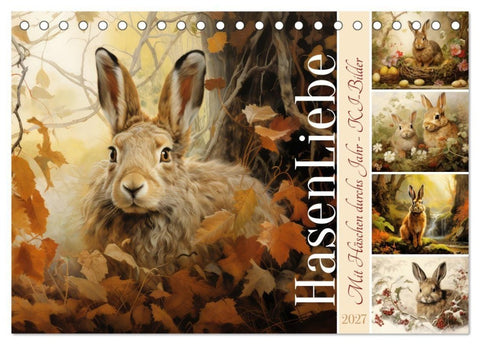 Hasenliebe (Tischkalender 2027 DIN A5 quer), CALVENDO Monatskalender