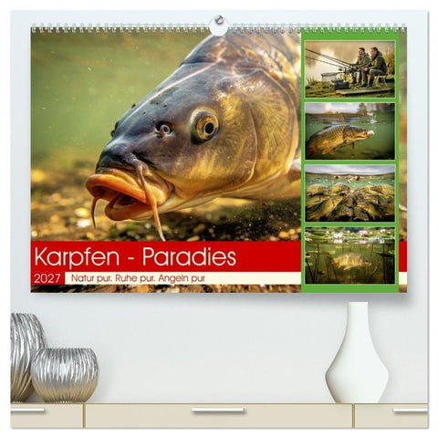 Karpfen - Paradies (hochwertiger Premium Wandkalender 2027 DIN A2 quer), Kunstdruck in Hochglanz