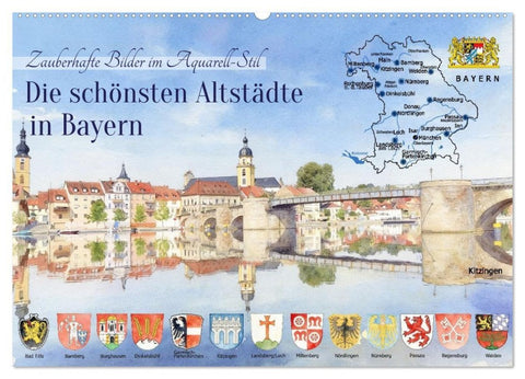 Die schönsten Altstädte in Bayern (Wandkalender 2027 DIN A2 quer), CALVENDO Monatskalender