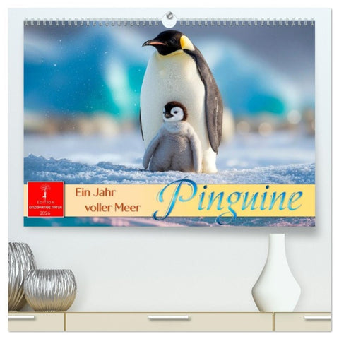 Pinguine - ein Jahr voller Meer (hochwertiger Premium Wandkalender 2026 DIN A2 quer), Kunstdruck in Hochglanz
