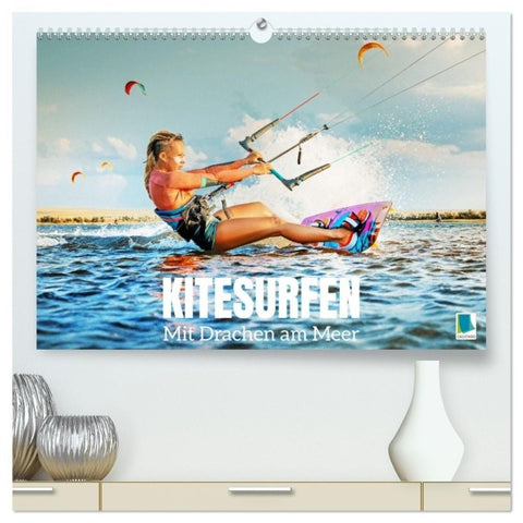 Kitesurfen: Mit Drachen am Meer (hochwertiger Premium Wandkalender 2027 DIN A2 quer), Kunstdruck in Hochglanz