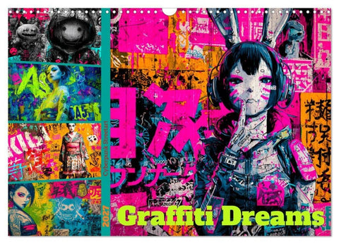 Graffiti Dreams - Cyberpunk Streetart (Wandkalender 2027 DIN A3 quer), CALVENDO Monatskalender