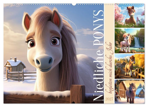 Niedliche Ponys (Wandkalender 2027 DIN A2 quer), CALVENDO Monatskalender