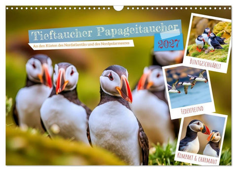 Tieftaucher Papageitaucher (Wandkalender 2027 DIN A3 quer), CALVENDO Monatskalender