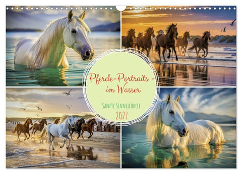 Pferde-Portraits - im Wasser (Wandkalender 2027 DIN A3 quer), CALVENDO Monatskalender