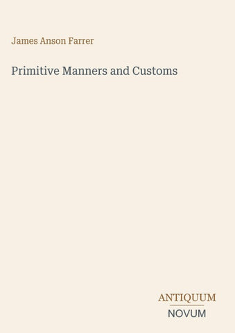 Primitive Manners and Customs