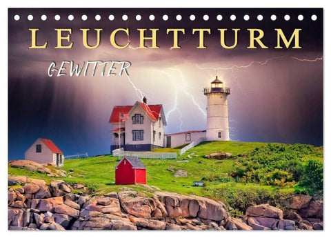 Leuchtturm Gewitter (Tischkalender 2027 DIN A5 quer), CALVENDO Monatskalender