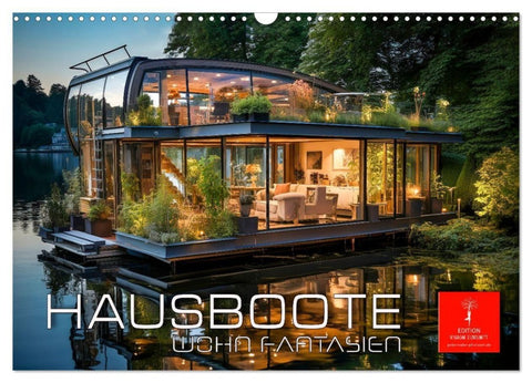 Hausboote Wohn Fantasien (Wandkalender 2027 DIN A3 quer), CALVENDO Monatskalender
