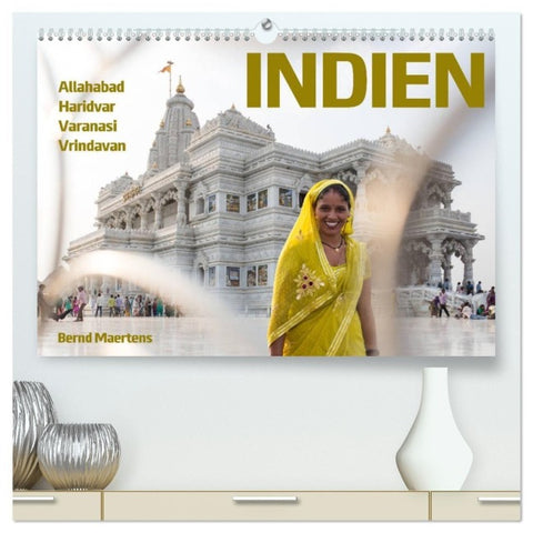INDIEN Allahabad Haridwar Varanasi Vrindavan (hochwertiger Premium Wandkalender 2027 DIN A2 quer), Kunstdruck in Hochglanz