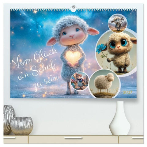 Vom Glück ein Schaf zu sein (hochwertiger Premium Wandkalender 2027 DIN A2 quer), Kunstdruck in Hochglanz