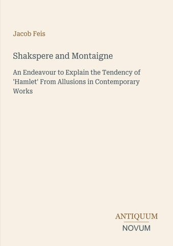 Shakspere and Montaigne