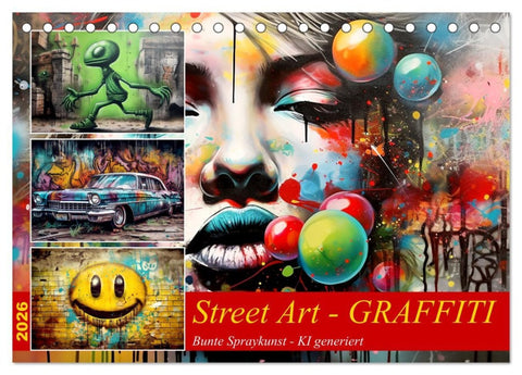 Street Art Graffiti (Tischkalender 2026 DIN A5 quer), CALVENDO Monatskalender