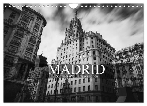 Madrid - Schwarz-Weiß Impressionen (Wandkalender 2026 DIN A4 quer), CALVENDO Monatskalender