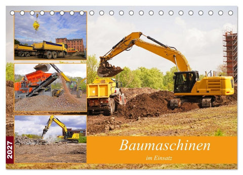 Baumaschinen im Einsatz (Tischkalender 2027 DIN A5 quer), CALVENDO Monatskalender