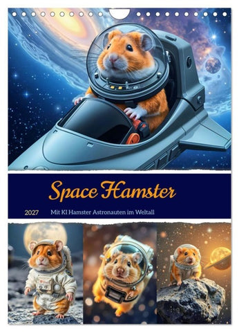 Space Hamster - Mit KI Hamster Astronauten im Weltall (Wandkalender 2027 DIN A4 hoch), CALVENDO Monatskalender