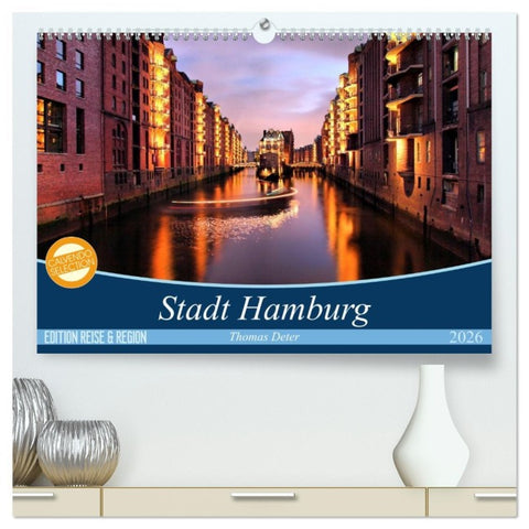 Stadt Hamburg (hochwertiger Premium Wandkalender 2026 DIN A2 quer), Kunstdruck in Hochglanz