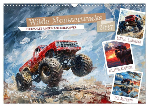 Wilde Monstertrucks (Wandkalender 2027 DIN A3 quer), CALVENDO Monatskalender