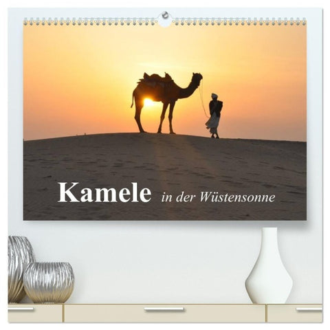 Kamele in der Wüstensonne (hochwertiger Premium Wandkalender 2027 DIN A2 quer), Kunstdruck in Hochglanz