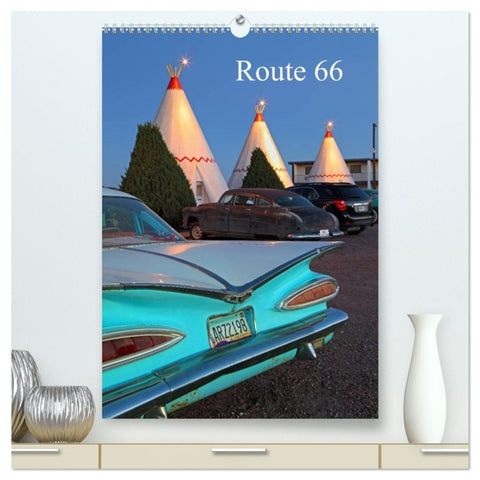 Route 66 (hochwertiger Premium Wandkalender 2026 DIN A2 hoch), Kunstdruck in Hochglanz