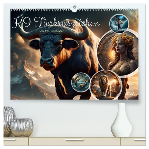 KI Tierkreiszeichen (hochwertiger Premium Wandkalender 2027 DIN A2 quer), Kunstdruck in Hochglanz