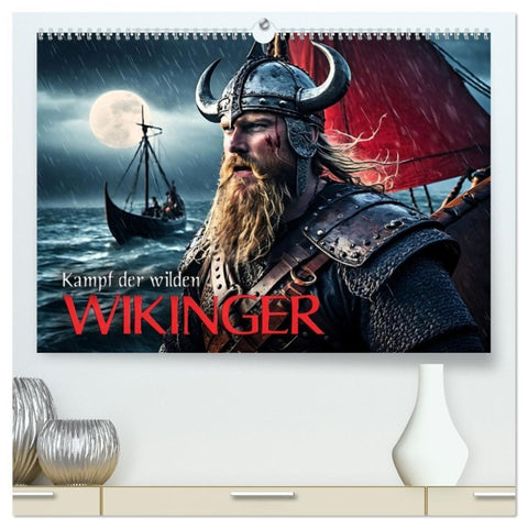 Kampf der wilden Wikinger (hochwertiger Premium Wandkalender 2026 DIN A2 quer), Kunstdruck in Hochglanz