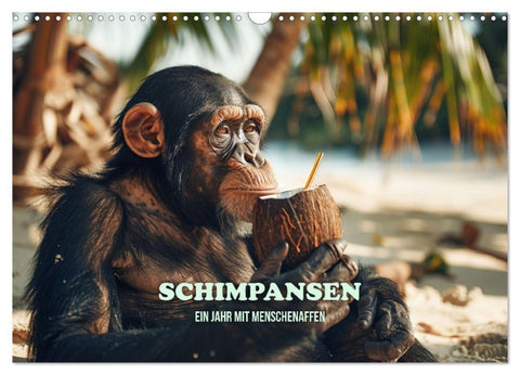 Schimpansen - Ein Jahr mit Menschenaffen. (Wandkalender 2027 DIN A3 quer), CALVENDO Monatskalender