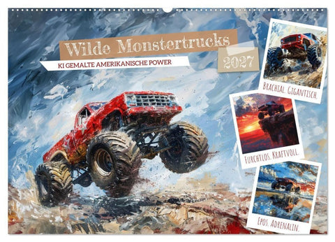 Wilde Monstertrucks (Wandkalender 2027 DIN A2 quer), CALVENDO Monatskalender