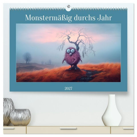 Monstermäßig durchs Jahr (hochwertiger Premium Wandkalender 2027 DIN A2 quer), Kunstdruck in Hochglanz