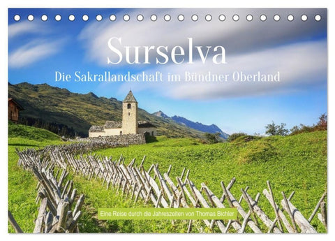 Sakrallandschaft Surselva (Tischkalender 2027 DIN A5 quer), CALVENDO Monatskalender