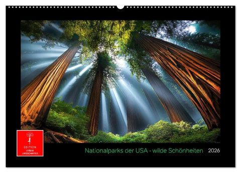 Nationalparks der USA - wilde Schönheiten (Wandkalender 2026 DIN A2 quer), CALVENDO Monatskalender