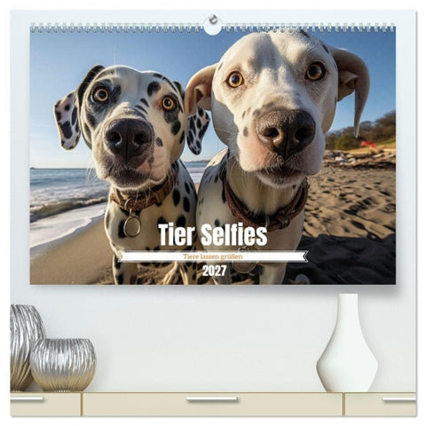 Tier Selfies (hochwertiger Premium Wandkalender 2027 DIN A2 quer), Kunstdruck in Hochglanz