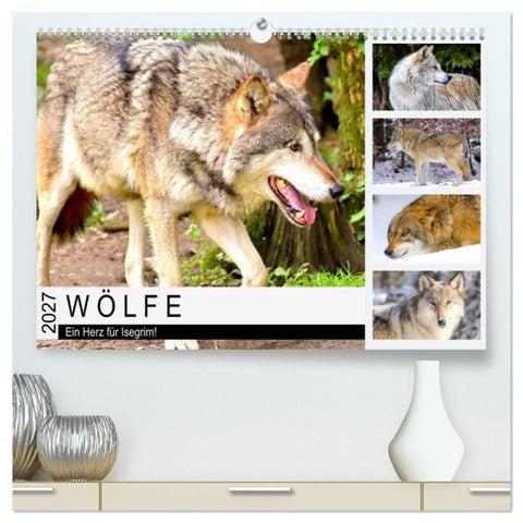 Wölfe. Ein Herz für Isegrim! (hochwertiger Premium Wandkalender 2027 DIN A2 quer), Kunstdruck in Hochglanz
