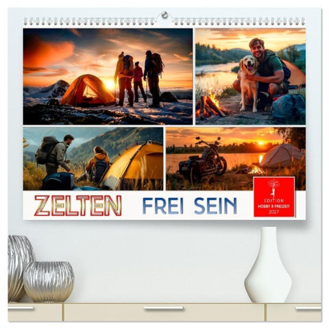 Zelten - frei sein (hochwertiger Premium Wandkalender 2027 DIN A2 quer), Kunstdruck in Hochglanz