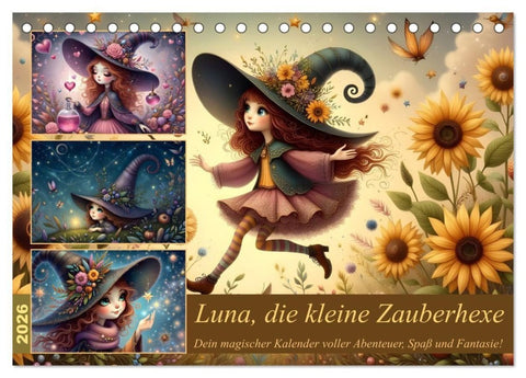 Luna, die kleine Zauberhexe (Tischkalender 2026 DIN A5 quer), CALVENDO Monatskalender