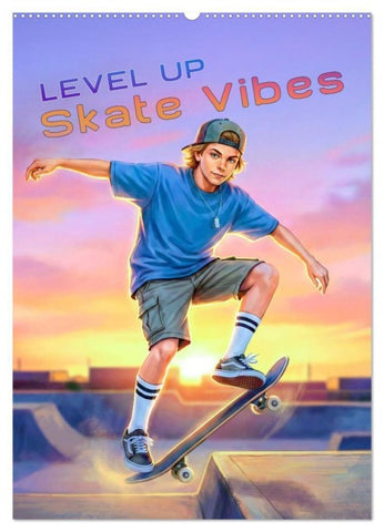Level Up - Skate Vibes (Wandkalender 2027 DIN A2 hoch), CALVENDO Monatskalender