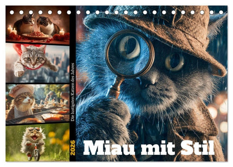 Miau mit Stil (Tischkalender 2026 DIN A5 quer), CALVENDO Monatskalender