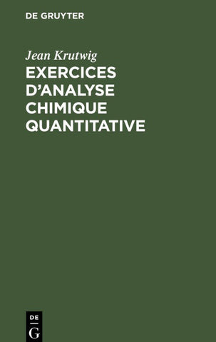 Exercices d’analyse chimique quantitative
