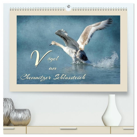 Vögel am Chemnitzer Schlossteich (hochwertiger Premium Wandkalender 2026 DIN A2 quer), Kunstdruck in Hochglanz