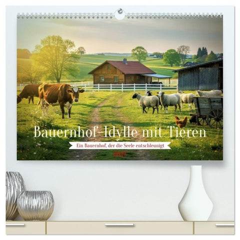 Bauernhof-Idylle mit Tieren (hochwertiger Premium Wandkalender 2027 DIN A2 quer), Kunstdruck in Hochglanz